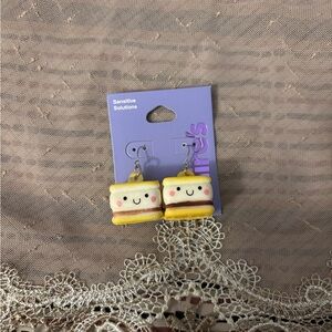 Claire's Yellow Sandwich Earrings for Kids